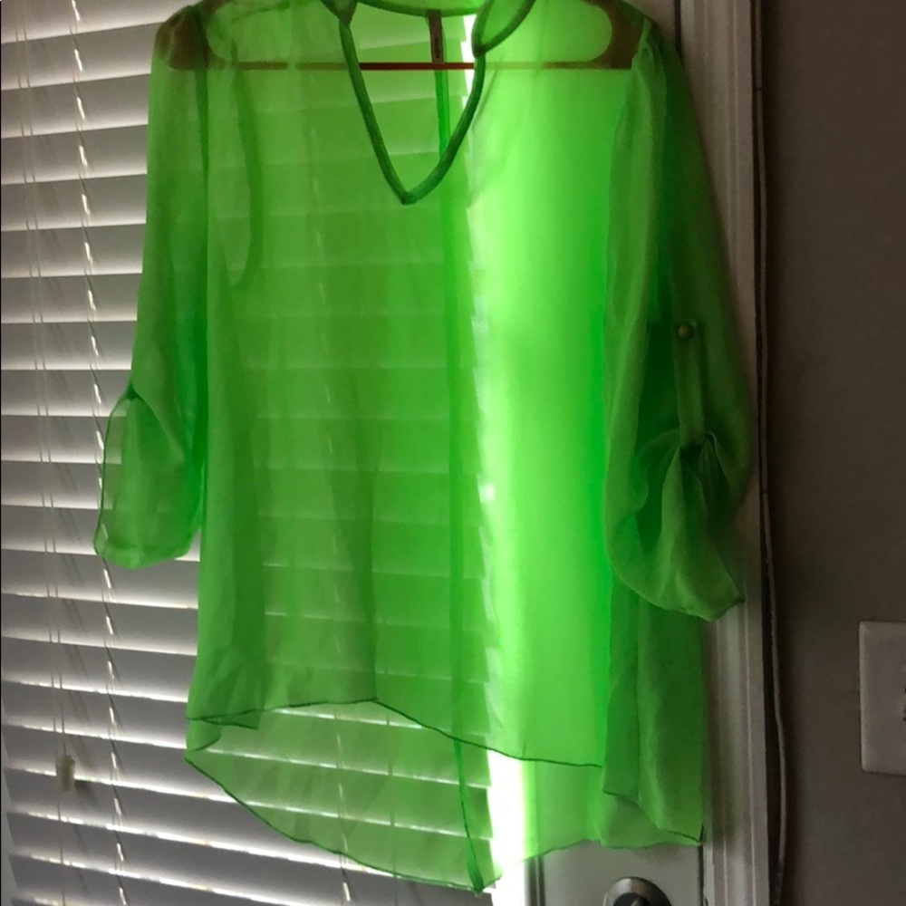 Sheer 3/4 sleeve blouse